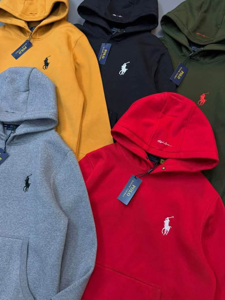 Several embroidered hoodies in different colours