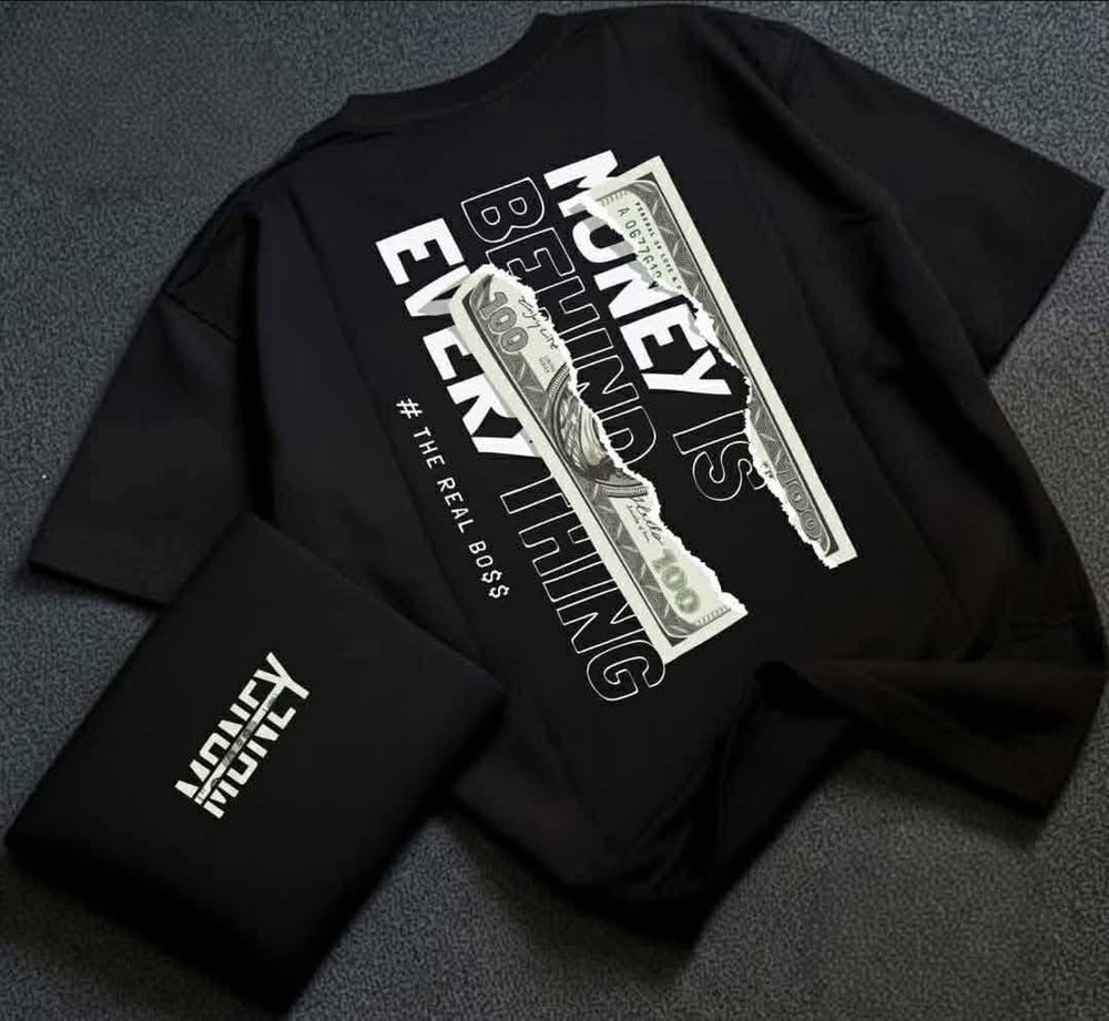 Black garment showing a large graphic print
